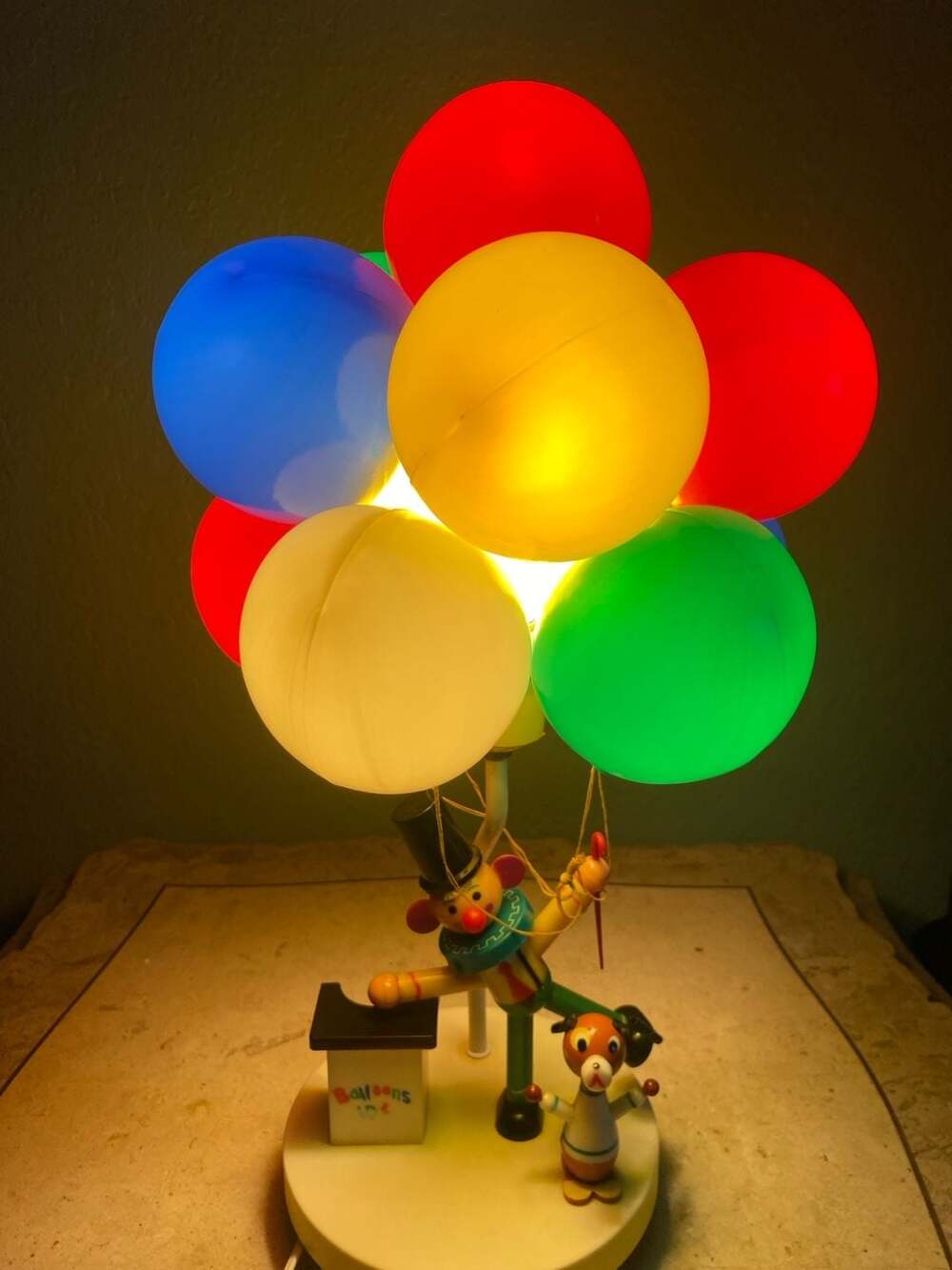 Vintage Mid-Century Clown and Dog Balloon Lamp